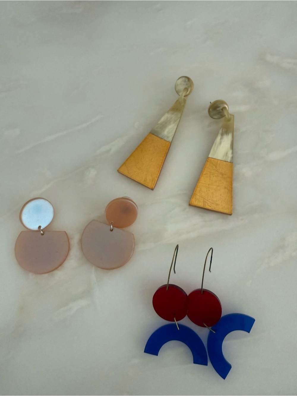 Gold and Ivory look Geometric Drop Earrings - Women Jewelry